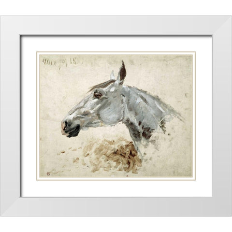 Testo Di Cavallo White Modern Wood Framed Art Print with Double Matting by Toulouse-Lautrec, Henri