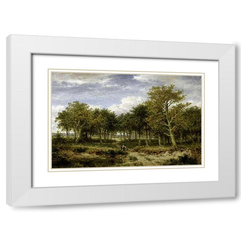 Wooded Landscape Near Surrey White Modern Wood Framed Art Print with Double Matting by Leader, Benjamin Williams