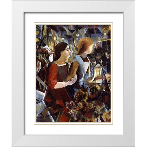 Two Girls White Modern Wood Framed Art Print with Double Matting by Macke, August