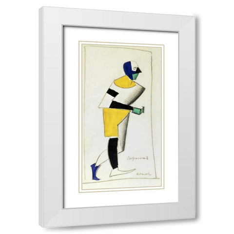 The Sportsman White Modern Wood Framed Art Print with Double Matting by Malevich, Kazimir