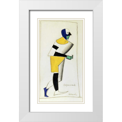 The Sportsman White Modern Wood Framed Art Print with Double Matting by Malevich, Kazimir