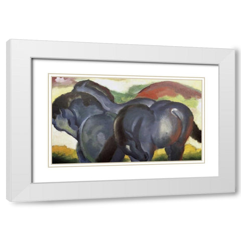 Little Blue Horses White Modern Wood Framed Art Print with Double Matting by Marc, Franz