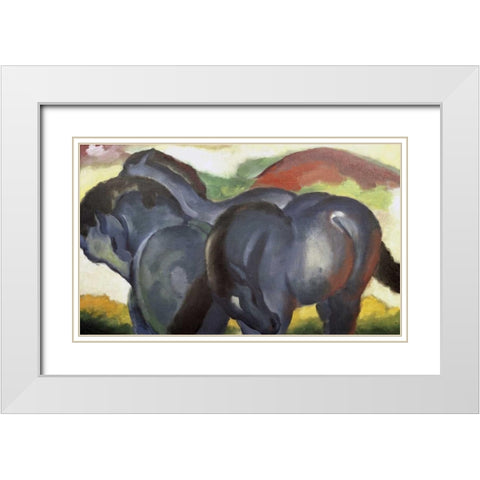 Little Blue Horses White Modern Wood Framed Art Print with Double Matting by Marc, Franz
