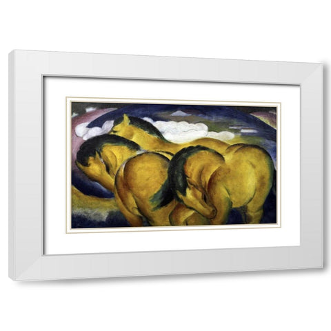 Little Yellow Horses White Modern Wood Framed Art Print with Double Matting by Marc, Franz