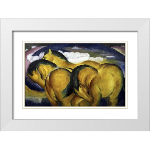Little Yellow Horses White Modern Wood Framed Art Print with Double Matting by Marc, Franz