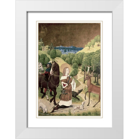 Conversion of St. Hubert White Modern Wood Framed Art Print with Double Matting by Master of Werden