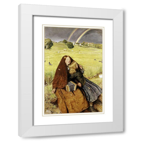 Blind Girl White Modern Wood Framed Art Print with Double Matting by Millais, John Everett