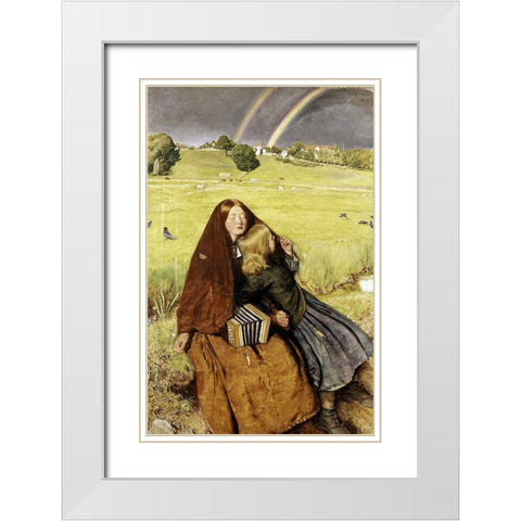 Blind Girl White Modern Wood Framed Art Print with Double Matting by Millais, John Everett