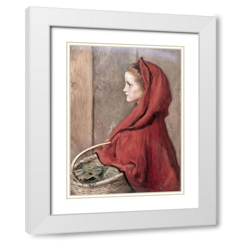 Red Riding Hood (The Artists Daughter Effie) White Modern Wood Framed Art Print with Double Matting by Millais, John Everett