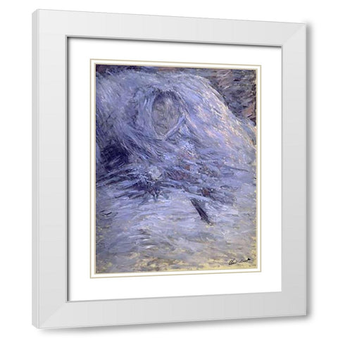 Camille Monet on her Deathbed White Modern Wood Framed Art Print with Double Matting by Monet, Claude