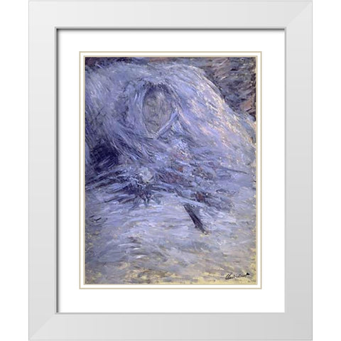 Camille Monet on her Deathbed White Modern Wood Framed Art Print with Double Matting by Monet, Claude