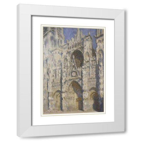 Cathedral of Rouen, Afternoon White Modern Wood Framed Art Print with Double Matting by Monet, Claude