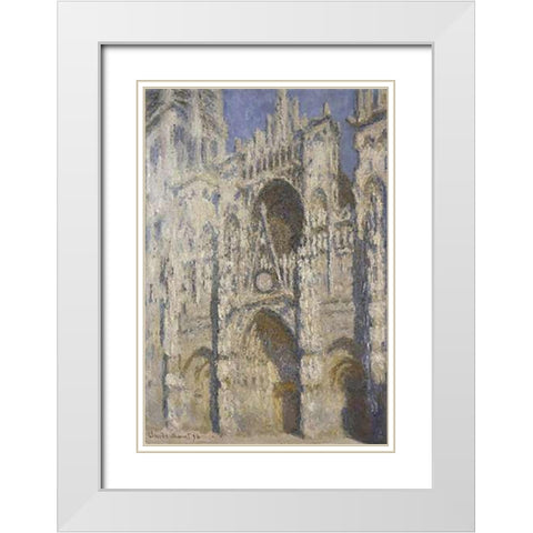 Cathedral of Rouen, Afternoon White Modern Wood Framed Art Print with Double Matting by Monet, Claude
