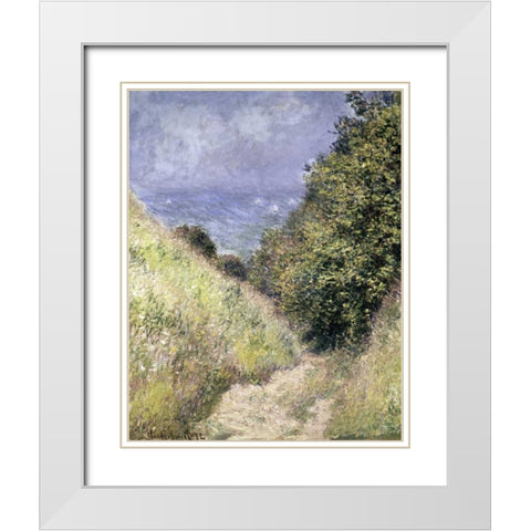 Chemin de la Cavee, Pourville White Modern Wood Framed Art Print with Double Matting by Monet, Claude