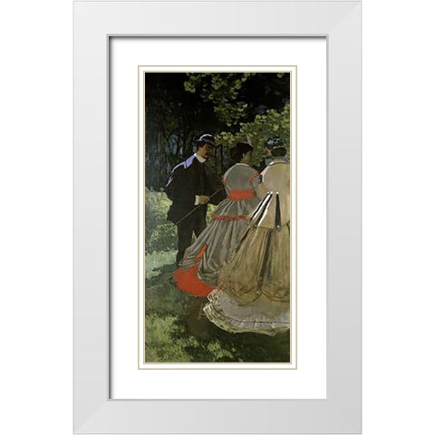Dejeuner sur lherbe White Modern Wood Framed Art Print with Double Matting by Monet, Claude