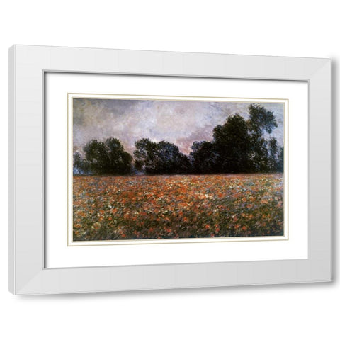 Field of Wild Poppies White Modern Wood Framed Art Print with Double Matting by Monet, Claude