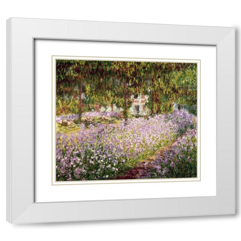Garden at Giverny White Modern Wood Framed Art Print with Double Matting by Monet, Claude