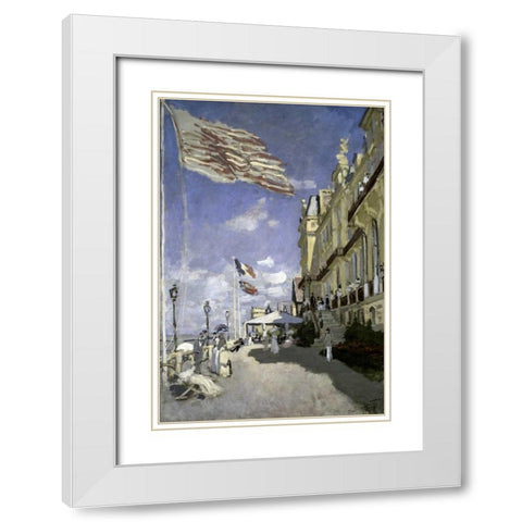 Hotel des roches noires, Trouville, 1870 White Modern Wood Framed Art Print with Double Matting by Monet, Claude