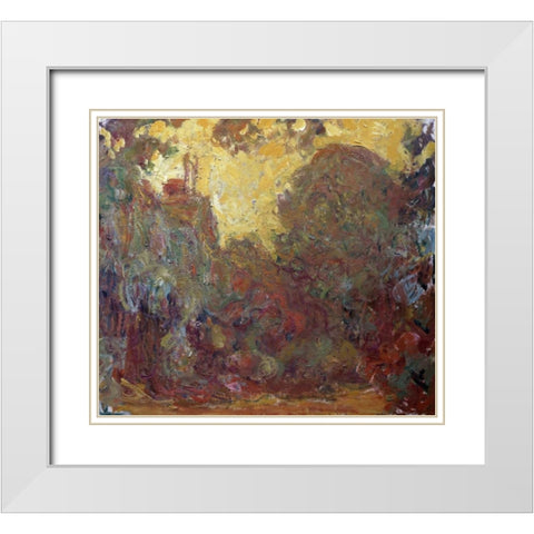 La maison de Giverny White Modern Wood Framed Art Print with Double Matting by Monet, Claude