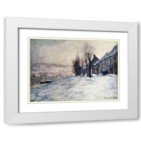 Lavacourt Under Snow White Modern Wood Framed Art Print with Double Matting by Monet, Claude