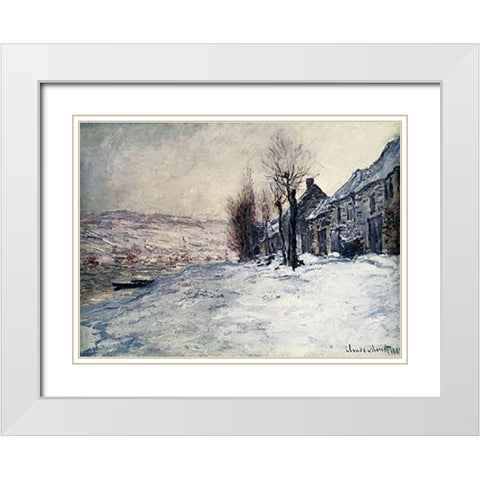 Lavacourt Under Snow White Modern Wood Framed Art Print with Double Matting by Monet, Claude