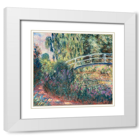 Le pont japonais: bassin aux nympheas White Modern Wood Framed Art Print with Double Matting by Monet, Claude