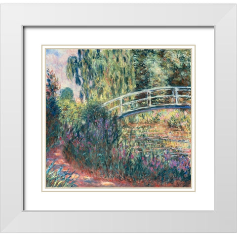 Le pont japonais: bassin aux nympheas White Modern Wood Framed Art Print with Double Matting by Monet, Claude