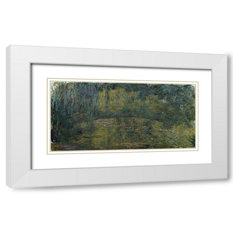 Le Pont japonais II White Modern Wood Framed Art Print with Double Matting by Monet, Claude