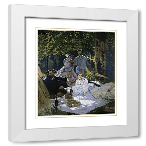 Luncheon on the Grass White Modern Wood Framed Art Print with Double Matting by Monet, Claude