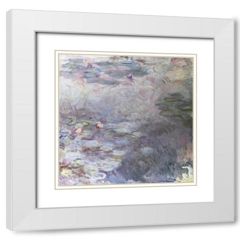 Pale Water Lilies - Nympheas clairs, c. 1917-25 White Modern Wood Framed Art Print with Double Matting by Monet, Claude