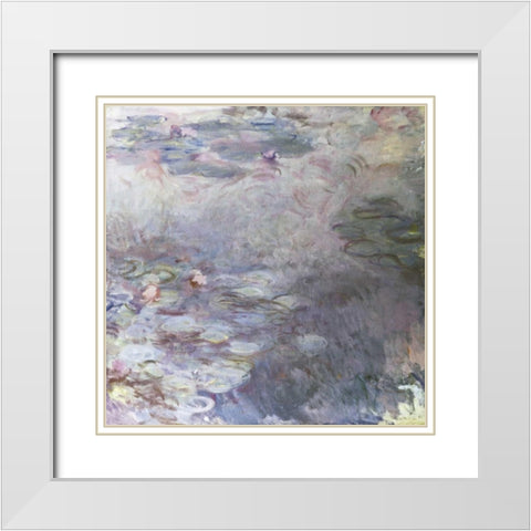 Pale Water Lilies - Nympheas clairs, c. 1917-25 White Modern Wood Framed Art Print with Double Matting by Monet, Claude
