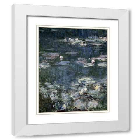 Nympheas - Water Lilies - detail White Modern Wood Framed Art Print with Double Matting by Monet, Claude
