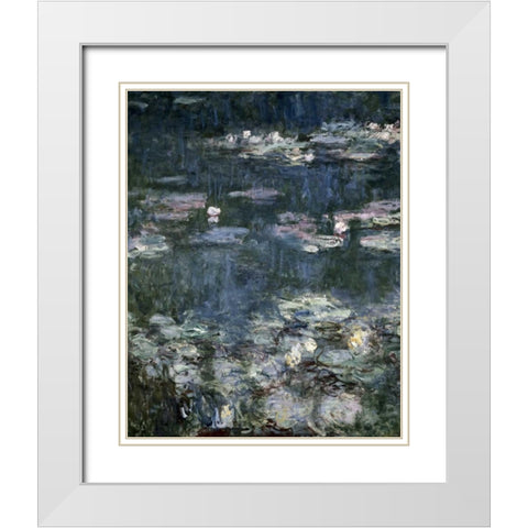 Nympheas - Water Lilies - detail White Modern Wood Framed Art Print with Double Matting by Monet, Claude