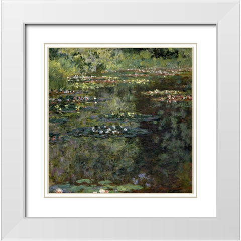 Pool with Waterlilies, 1904 White Modern Wood Framed Art Print with Double Matting by Monet, Claude