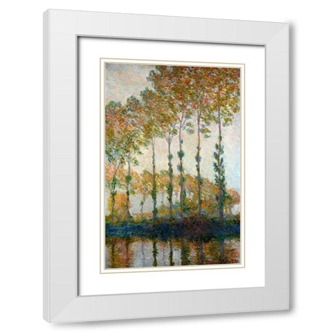 Poplars on the River Epte in Autumn, 1891 White Modern Wood Framed Art Print with Double Matting by Monet, Claude