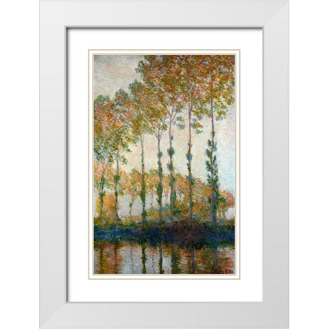Poplars on the River Epte in Autumn, 1891 White Modern Wood Framed Art Print with Double Matting by Monet, Claude