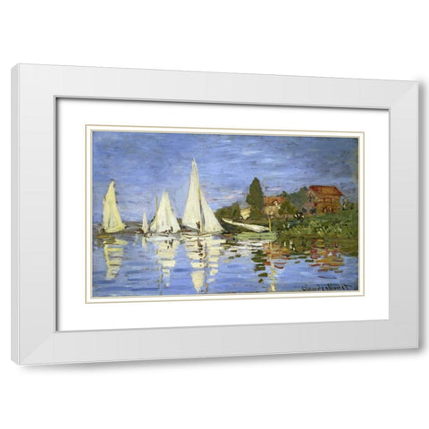 Regatta at Argenteuil White Modern Wood Framed Art Print with Double Matting by Monet, Claude