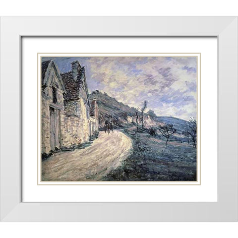 Rocks at Falaise, near Giverny White Modern Wood Framed Art Print with Double Matting by Monet, Claude