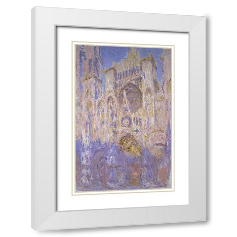 Rouen Cathedral, Effects of Sunlight, Sunset White Modern Wood Framed Art Print with Double Matting by Monet, Claude