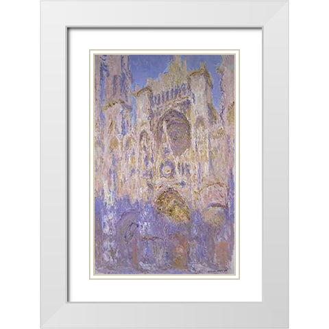 Rouen Cathedral, Effects of Sunlight, Sunset White Modern Wood Framed Art Print with Double Matting by Monet, Claude