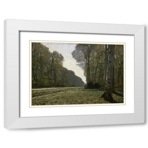 Route du Bas Breau White Modern Wood Framed Art Print with Double Matting by Monet, Claude