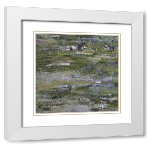Study of Water Lilies - Etude des nympheas White Modern Wood Framed Art Print with Double Matting by Monet, Claude