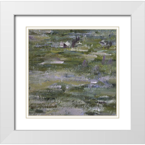 Study of Water Lilies - Etude des nympheas White Modern Wood Framed Art Print with Double Matting by Monet, Claude