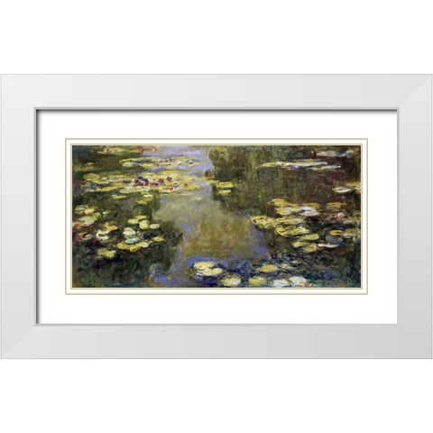 Water Lily Pond - Le Bassin aux nympheas White Modern Wood Framed Art Print with Double Matting by Monet, Claude