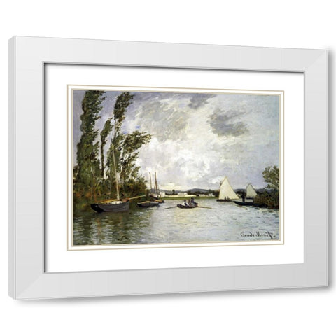 The Small Branch of the Seine at Argenteuil White Modern Wood Framed Art Print with Double Matting by Monet, Claude