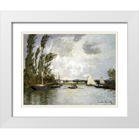 The Small Branch of the Seine at Argenteuil White Modern Wood Framed Art Print with Double Matting by Monet, Claude