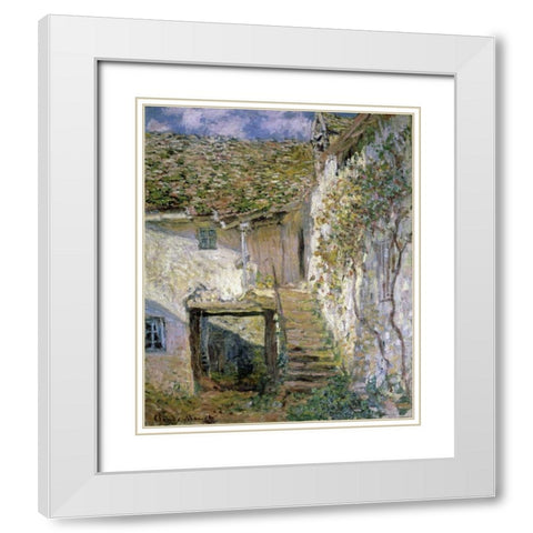 The Staircase White Modern Wood Framed Art Print with Double Matting by Monet, Claude
