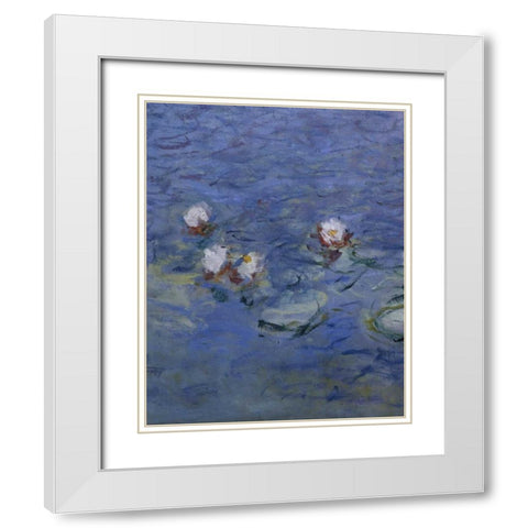 Water Lilies - Detail White Modern Wood Framed Art Print with Double Matting by Monet, Claude
