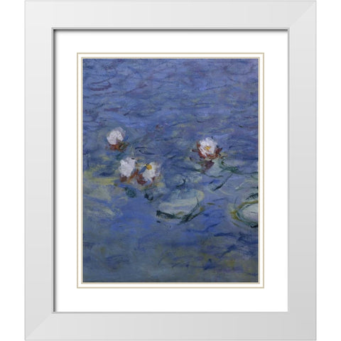 Water Lilies - Detail White Modern Wood Framed Art Print with Double Matting by Monet, Claude