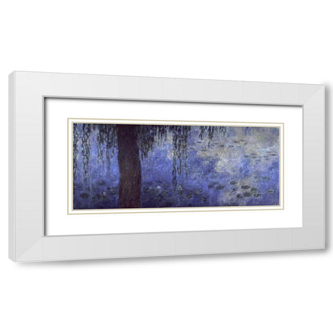 Water Lilies: Morning with Willows, c. 1918-26 - right panel White Modern Wood Framed Art Print with Double Matting by Monet, Claude